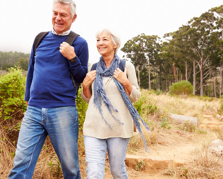 Old couple walking