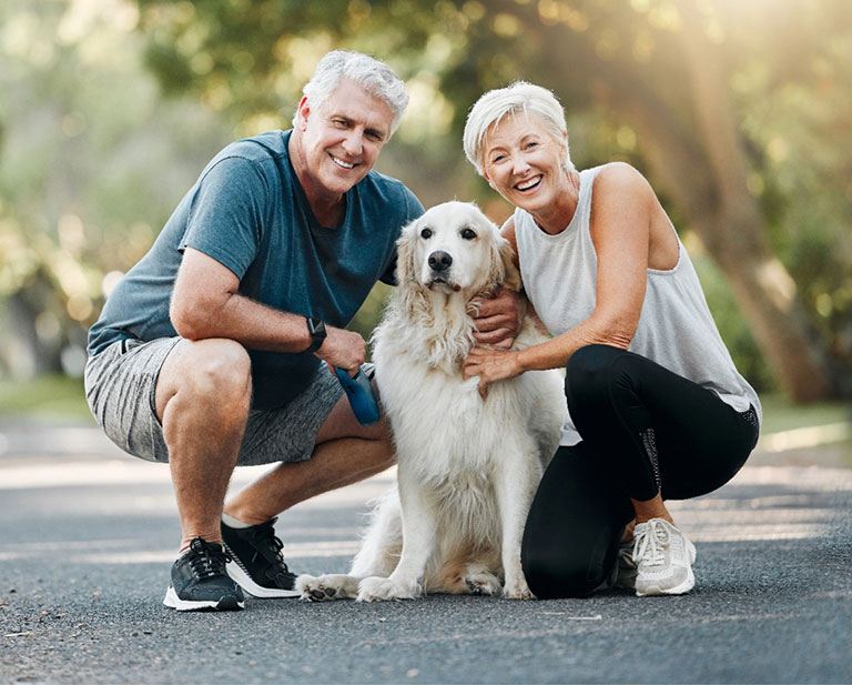 Old couple with dog